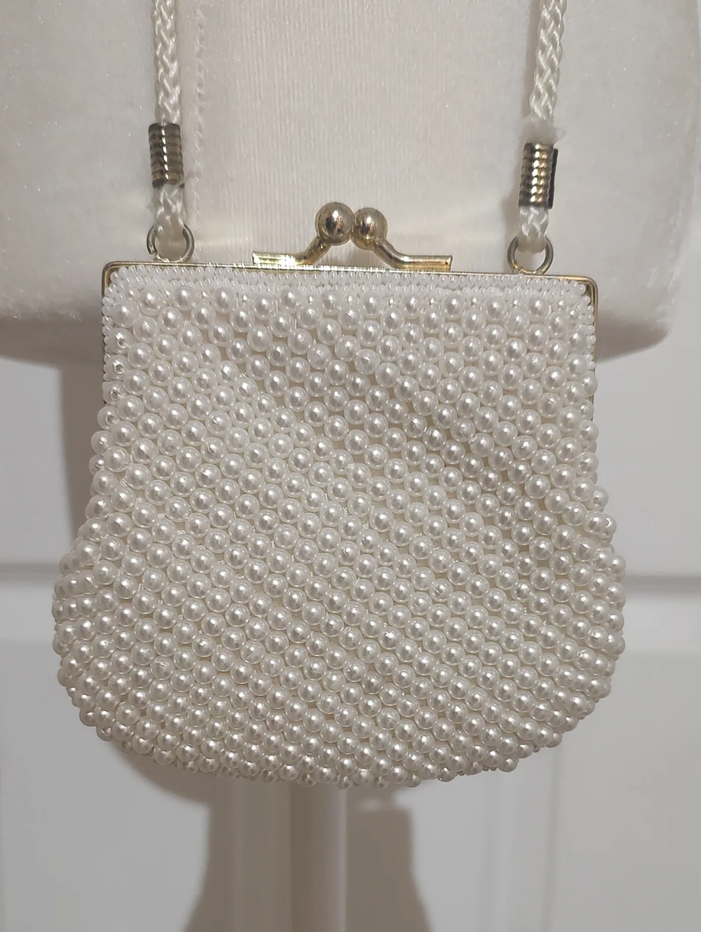 Pearl Beaded Evening Bag - White